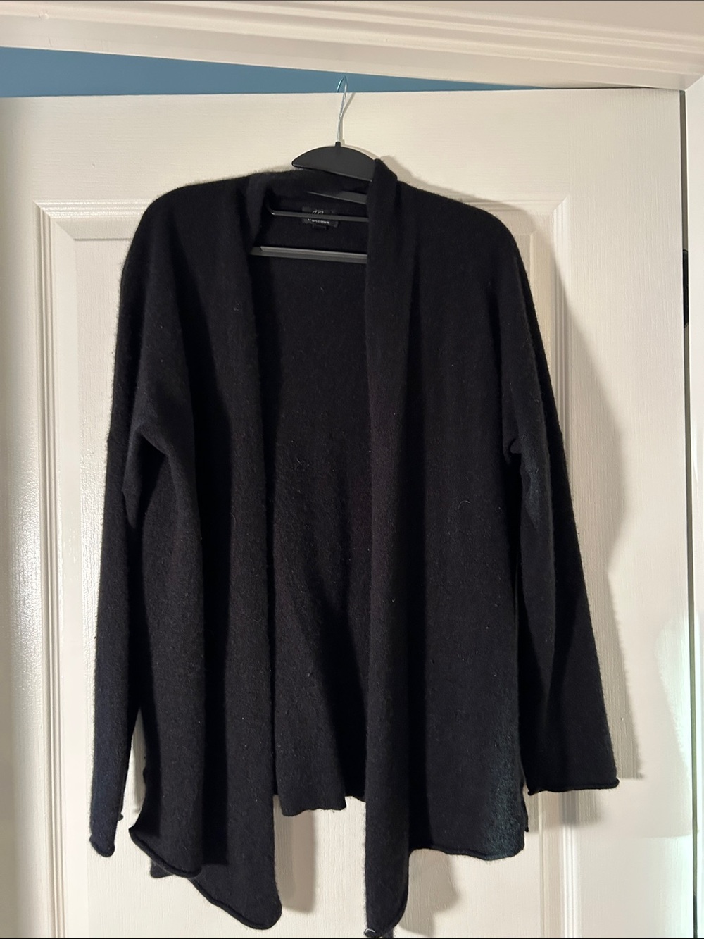 J. Crew Black Open-Front Draped Cashmere Cardigan